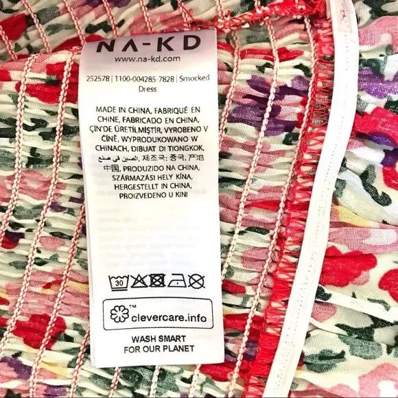 Na-kd Smocked Wildflower Print Cotton Dress NWT Size US XS (EUR 34)NWT - Picture 8 of 14
